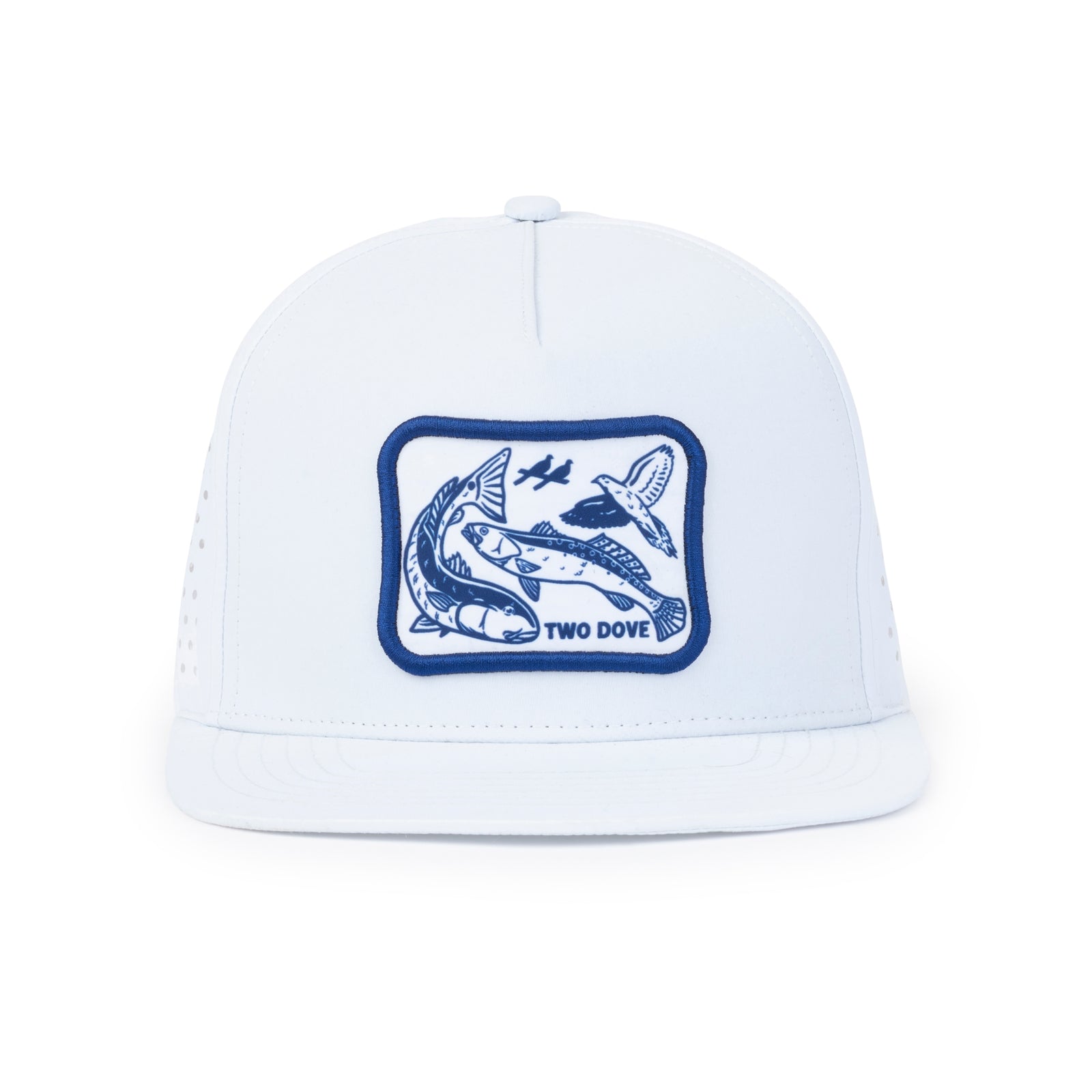 Triple Slam Patch Perforated Nylon Trucker - White