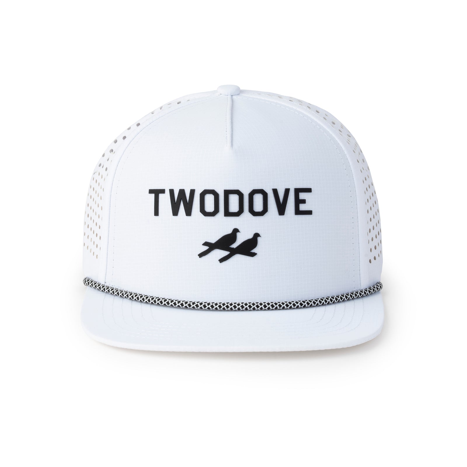 Five Panel Perforated Rope Cap - White