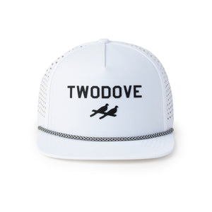 Five Panel Perforated Rope Cap - White