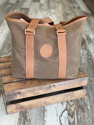 Two Dove Supply Co Utility Bag - Brown Waxed Canvas