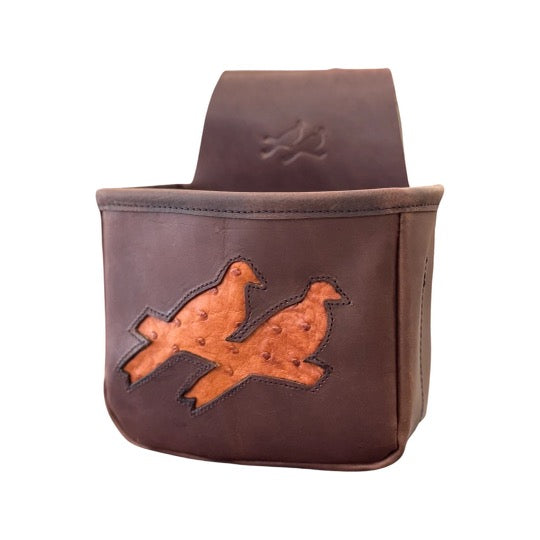 Two Dove Short Shell Bag - Boomer Leather & Ostrich Inlay